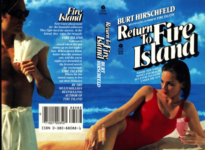 Book Cover for Burt Hirschfeld's novel titled "Return to Fire Island" from 1985, Oliphant Backdrop #30