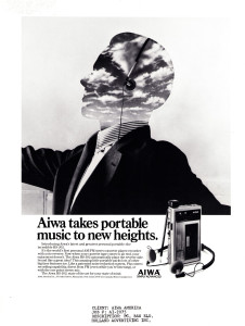 AIWA Vintage Print AD from the 1980's, Oliphant custom sky