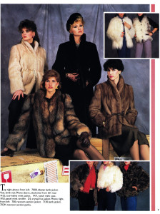 Collection of luxury fur coats vintage AD from the 1980's, Oliphant Backdrop #441
