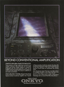 ONKYO Vintage print AD from 1985, Custom Oliphant backdrop