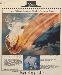 L'Air du Temps perfume Nina Ricci vintage AD from the 1980's, Oliphant custom backdrop